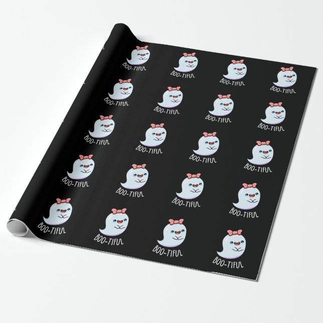 Bootiful Lustiger Mädchen-Halloween-Geist Pun  Geschenkpapier (Ungerollt)