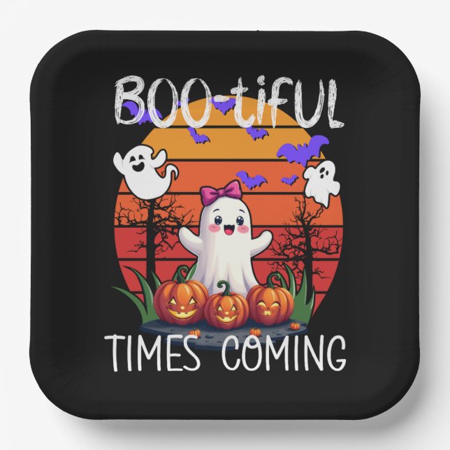 Bootiful Times Coming, Halloween-Party Niedliche G Pappteller (Vorderseite)