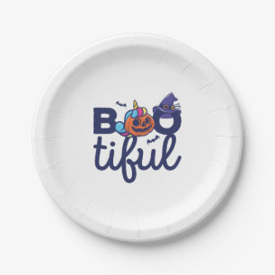 Bootischer Halloween Funny Unicorn Pumpkin Laterne Pappteller