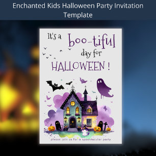 Bootisches Halloween Kids Kostüm Spooky Party Einladung