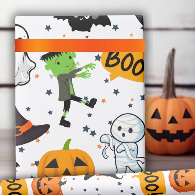 Bootivoll Niedliches Spooktacular Halloween Gemust Geschenkpapier (Boo-tifully Cute Spooktacular Halloween Patterned Wrapping Paper)