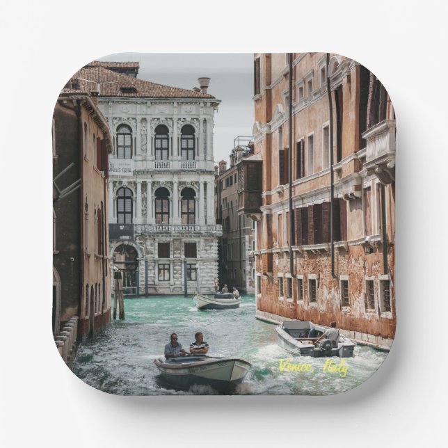 Bootkanal Venedig Pappteller (Vorderseite)