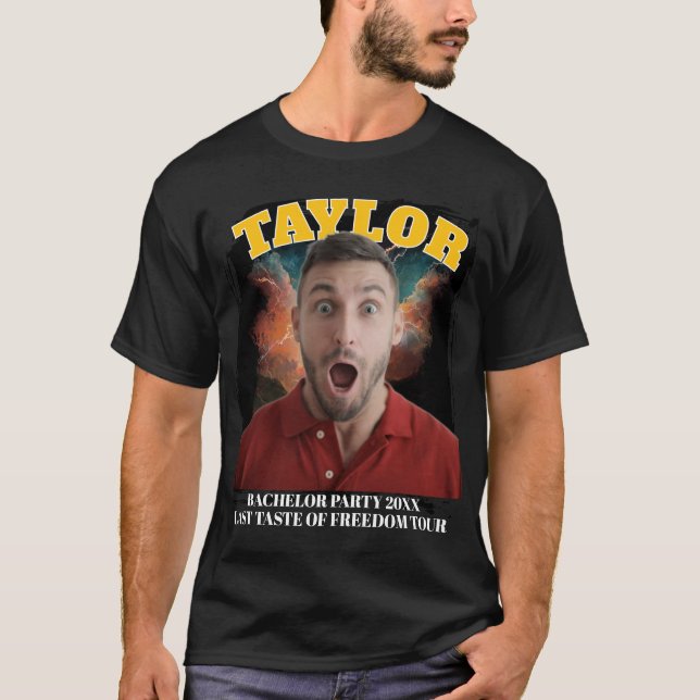 Bootleg-Konzerfoto und Text Personalisierter Spaß T-Shirt (Vorderseite)