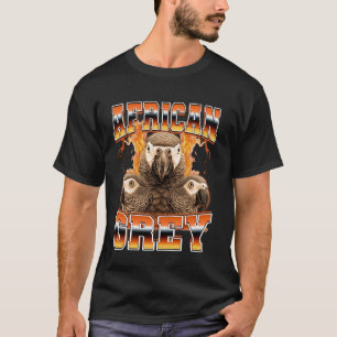 Bootleg-Stil des Afrikanischen Grauen Papagei Bird T-Shirt