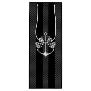 Bootrennen im Nautical Checkered Carbon Fiber Styl Geschenktüte Für Weinflaschen