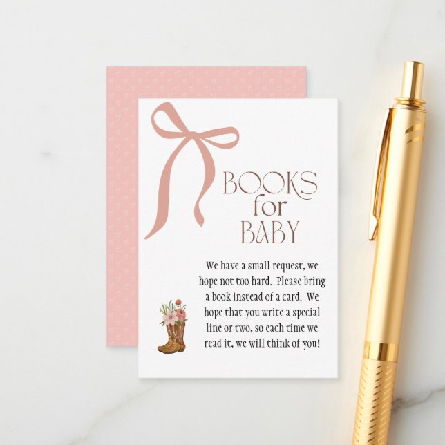 Boots and Bows Baby Girl Books for Baby Begleitkarte (Vorderseite/Rückseite Beispiel)