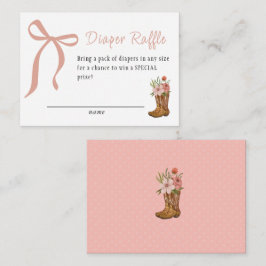 Boots and Bows Baby Girl Shower Diaper Raffle Begleitkarte