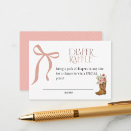 Boots and Bows Baby Girl Shower Diaper Raffle Begleitkarte