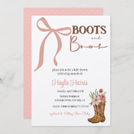 Boots and Bows Baby Girl Shower Einladung