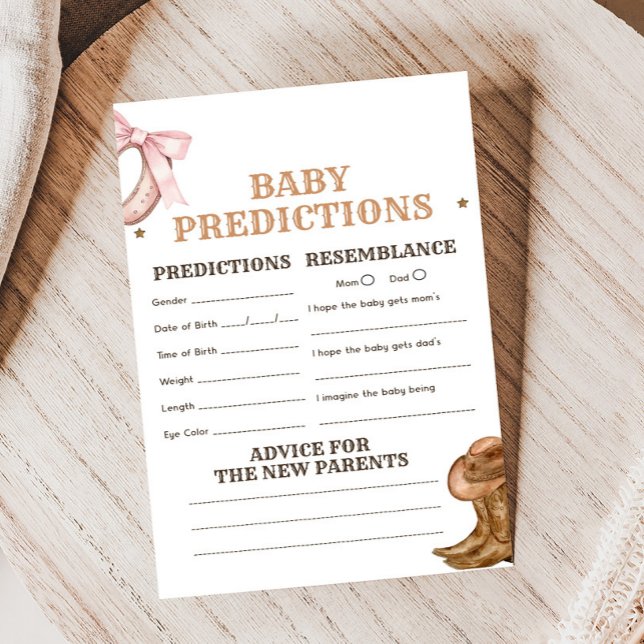 Boots and Bows Gender Reveal Baby Predictions Game (Western Boots and Bows Game)