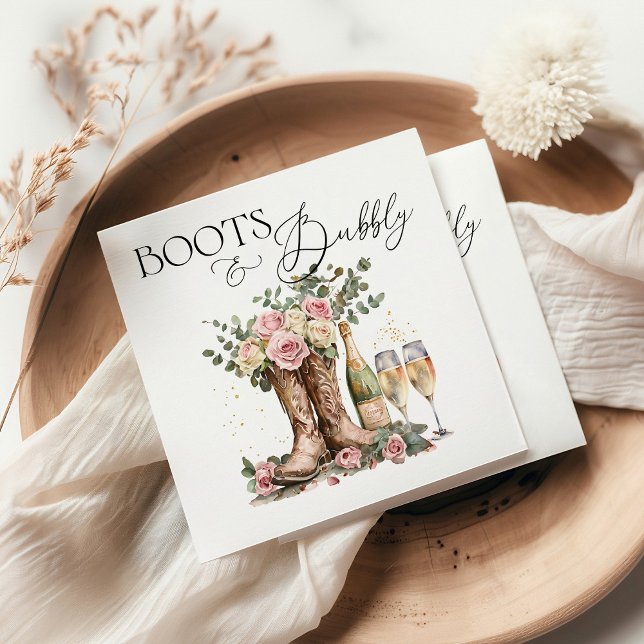 Boots and Bubbly Rustic Western Bridal Shower Serviette (Von Creator hochgeladen)