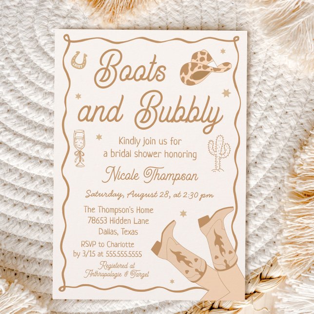 Boots and Bubbly Western Bridal Shower Invitation Einladung (Von Creator hochgeladen)