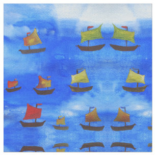 Boots-Aquarell blaues Meer gekämmtes Stoff