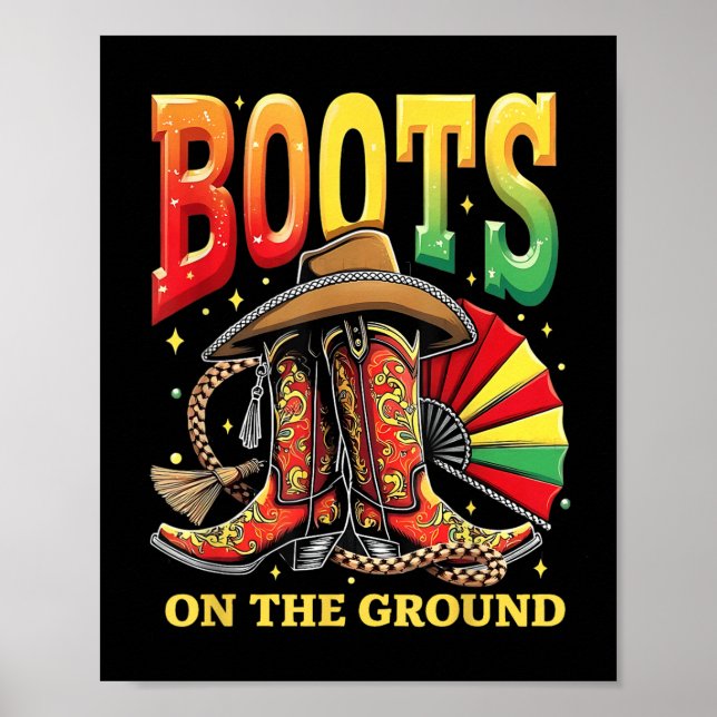 Boots auf dem Boden Junetenth Cowgirl Country Wes Poster (Vorne)