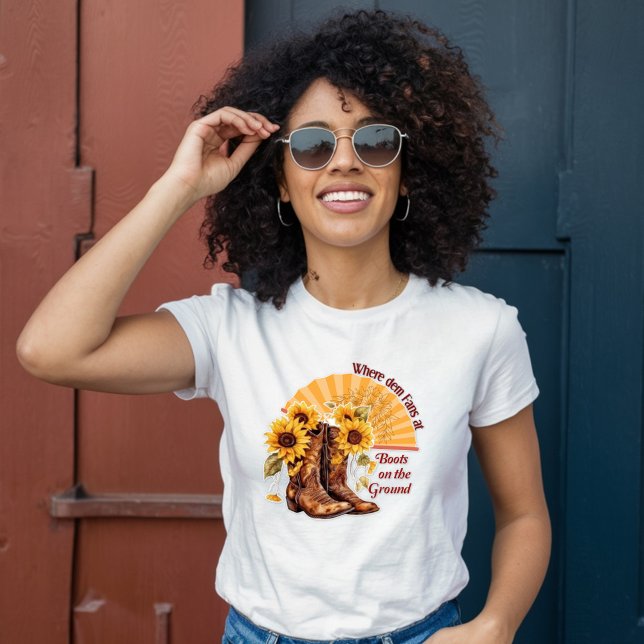 Boots auf dem Boden-wo-Dem-Fans bei Sonnenblume T-Shirt (Von Creator hochgeladen)