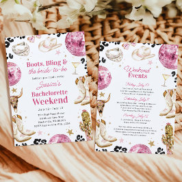 Boots & Bling Pink Junggesellinnen-Abschiedswochen Einladung