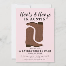 Boots & Booze Austin Texas Bachelorette Einladung