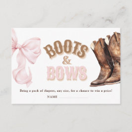 Boots & Bows Baby Shower Diaper Raffle Begleitkarte