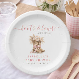 Boots Bows Bottles Wild West Girl Baby Shower Pappteller