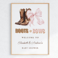 Boots & Bows ZWILLINGS-Baby-Shower-Einladungsplaka