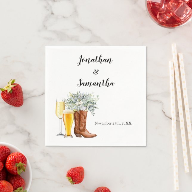 Boots Bubbles & Brews Wedding Eukalyptus Serviette (Beispiel)