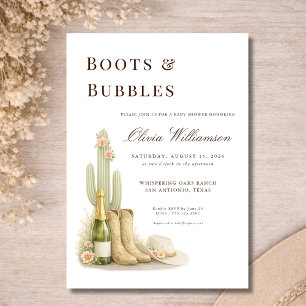 Boots & Bubbles Coquette Western Baby Shower Einladung