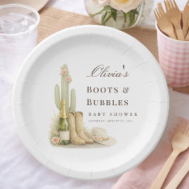 Boots & Bubbles Elegant Western Baby Shower Pappteller