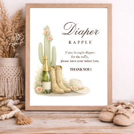 Boots & Bubbles Western Baby Shower Diaper Raffle Poster