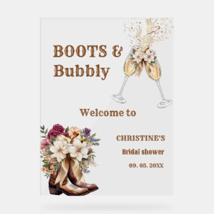 Boots & Bubbly Boho Western Brautparty Willkommen Acrylschild