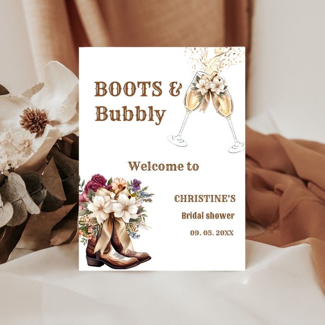 Boots & Bubbly Boho Western Brautparty Willkommen Sockelschild (Von Creator hochgeladen)