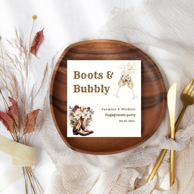 Boots & Bubbly Boho Western Engagement Party Serviette (Von Creator hochgeladen)