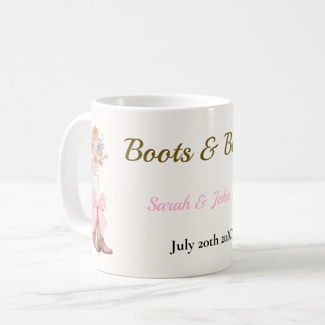 Boots & Bubbly Bridal Shower Kaffeetasse (Vorderseite Links)