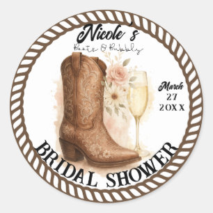 Boots & Bubbly Country Western Boot Brautparty  Runder Aufkleber