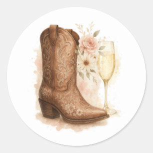 Boots & Bubbly Country Western Boot Brautparty  Runder Aufkleber