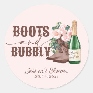 Boots & Bubbly Floral Champagner Brautparty Runder Aufkleber