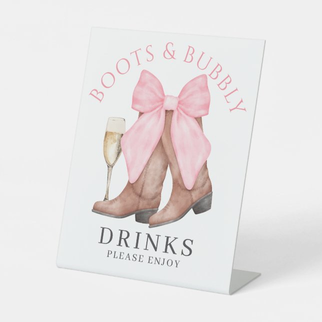 Boots Bubbly Western Bridal Shower Drinks Sockelschild (Vorderseite)