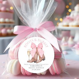 Boots Bubbly Western Country Bridal Shower  Runder Aufkleber