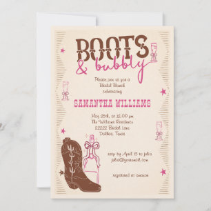 Boots & Bubbly Western Cowgirl Brautparty Einladung
