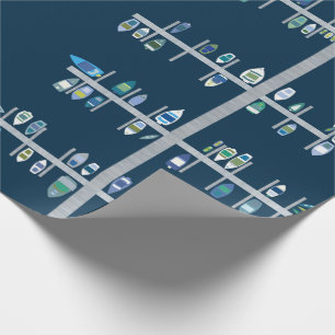 Boots-Dock-Grüntöne auf Marine Geschenkpapier