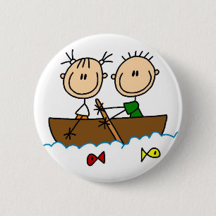 Boots-Fischen-Strichmännchen-Knopf Button