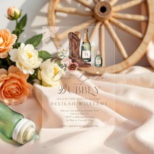 Boots Flaschen & Bubbly Country Western Babydusche Acryleinladungen