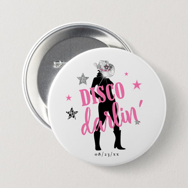 Boots 'n Bling Bachelorette Disco Darlin' ID925 Button (Vorne & Hinten)