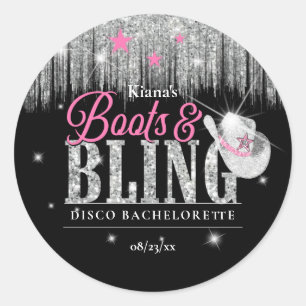 Boots 'n Bling Disco Bachelorette ID925 Runder Aufkleber