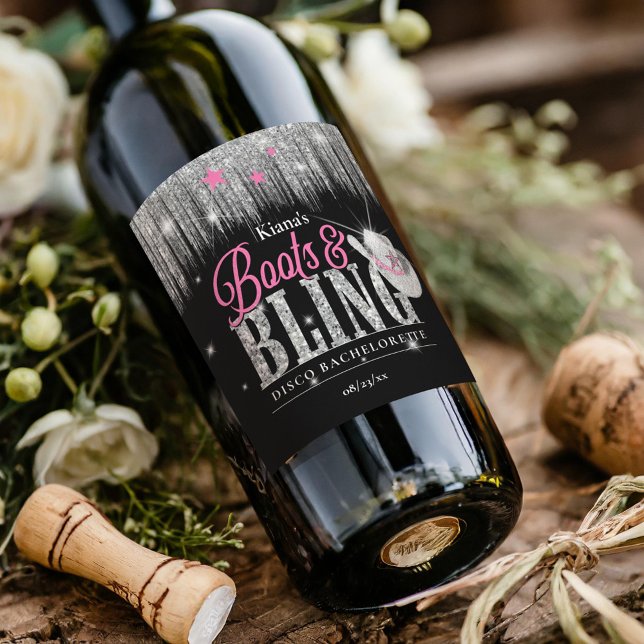 Boots 'n Bling Disco Bachelorette ID925 Weinetikett (Von Creator hochgeladen)