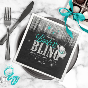 Boots 'n Bling Disco Junggesellinnenabschied Teal  Serviette