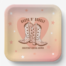 Boots N' Bubbly Cowboy Boots Heart Brautparty Pappteller