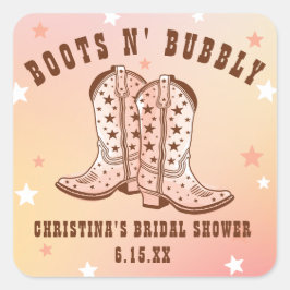 Boots N' Bubbly Cowboy Boots Hübsches Brautparty Quadratischer Aufkleber