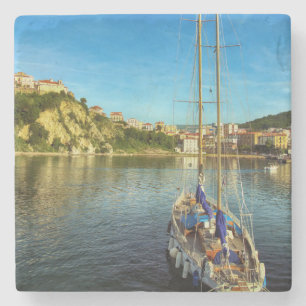 Boots-näherndes Ufer Agropoli Steinuntersetzer