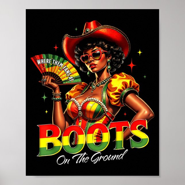 Boots On The Ground Afro Black Woman African Black Poster (Vorne)