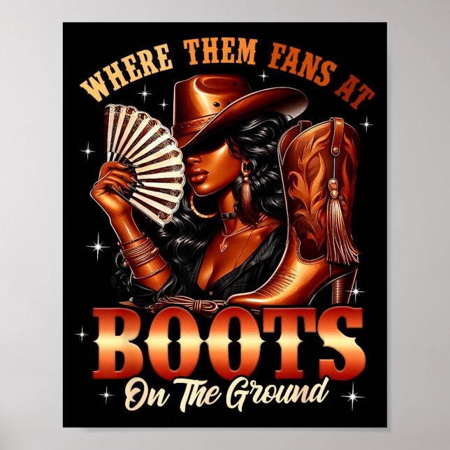 Boots On The Ground Cowgirl Black Women Africa Bla Poster (Vorne)